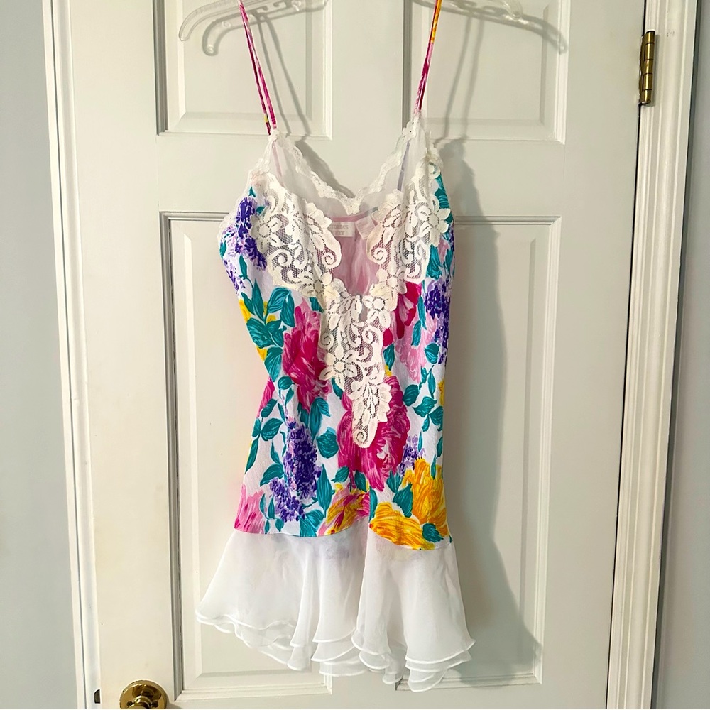 🍒 Victoria’s Secret floral vintage lingerie teddy sleepwear dress size M